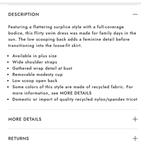 Venus Plus size Caress Swimdress NWT 22, gathered wrap detailing at bust - Picture 3 of 3